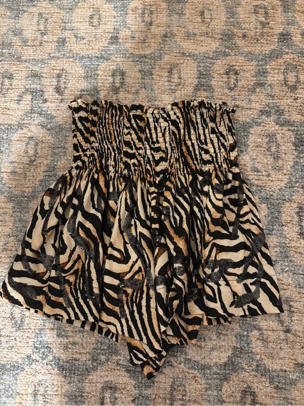 QUEEN OF SPARKLES High-Waist Tiger Print Shorts - Black & Tan